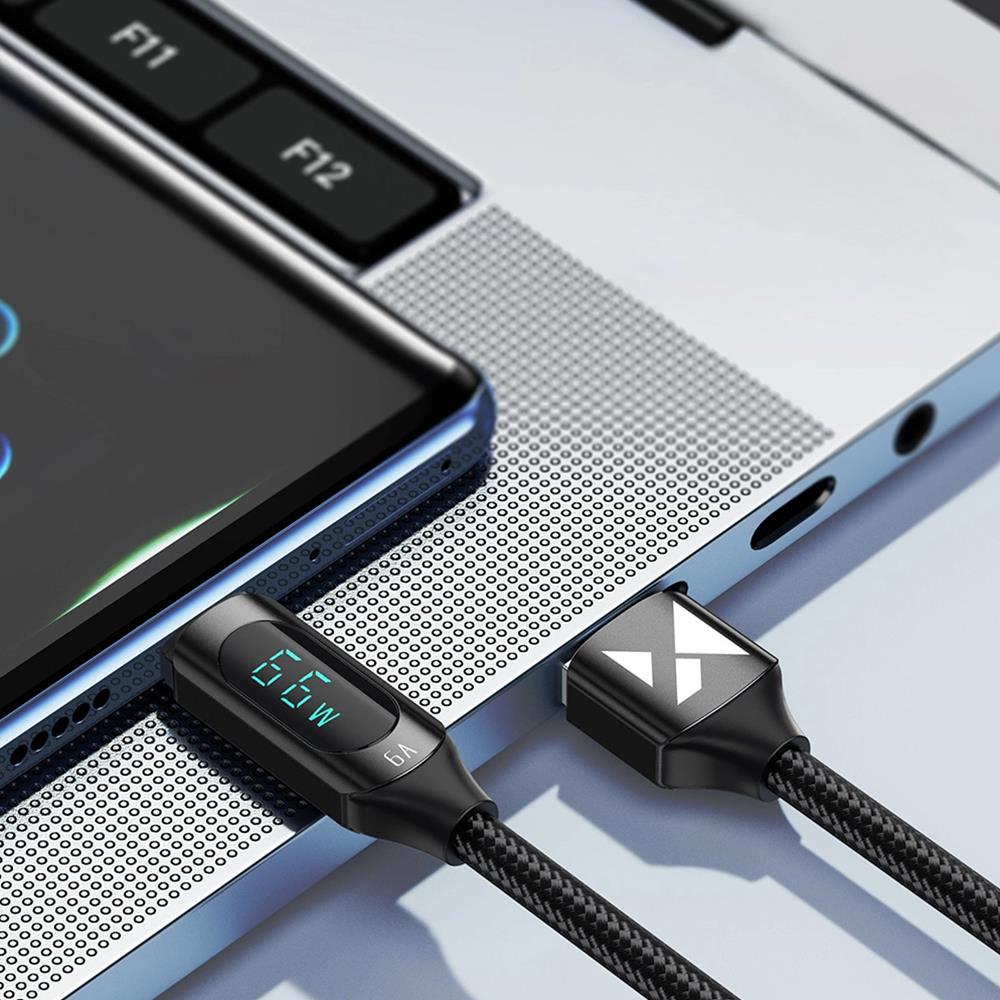Wozinsky Display Ladekabel USB-A / Type C 1M in Schwarz