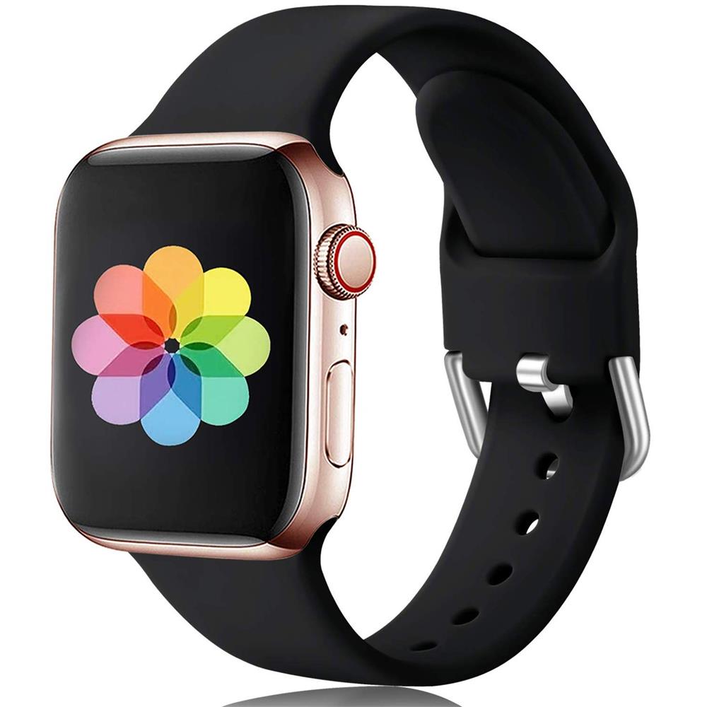 Fitnessarmband TPU für Apple Watch 1-9 - 42/44/45 - Gr. S in Schwarz