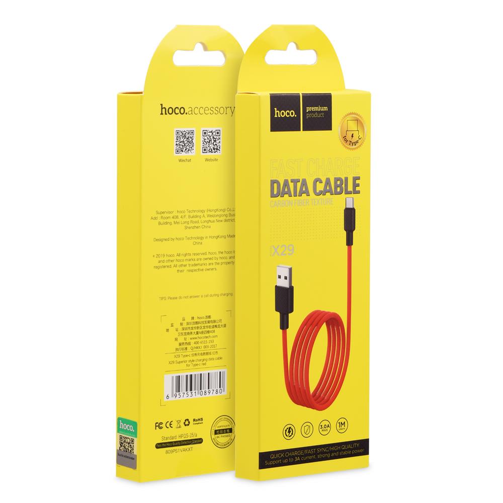Hoco USB Kabel - X29 Typ C - 1M in Rot