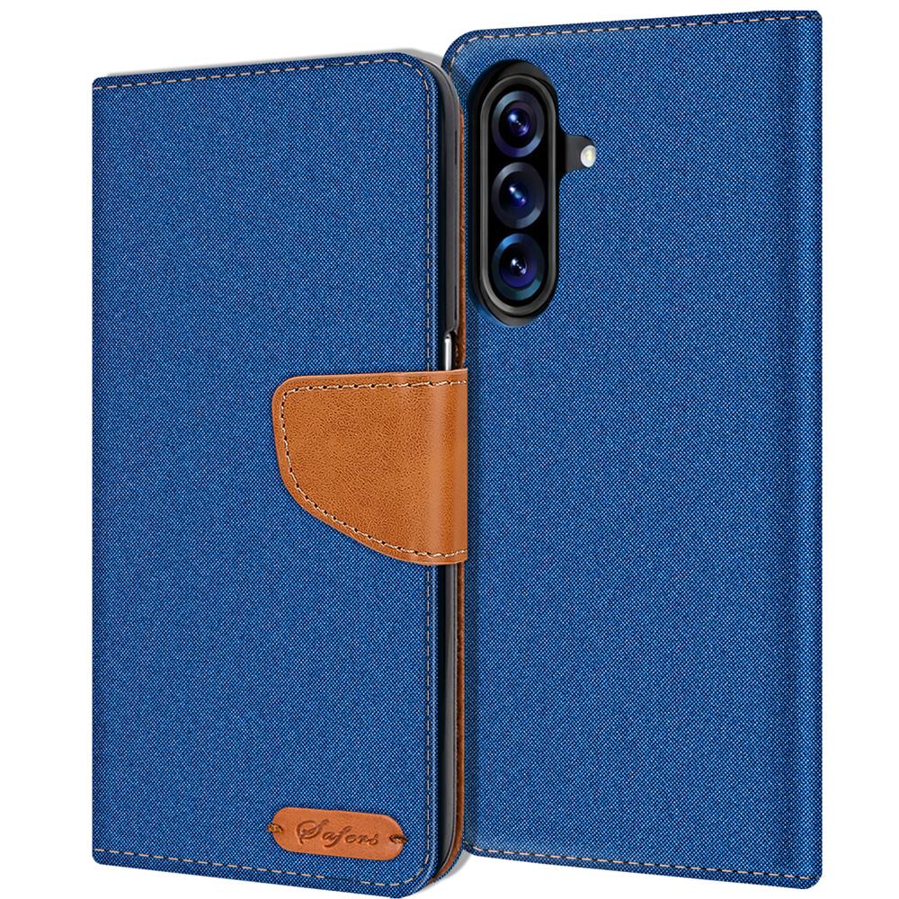 Textil Wallet für Samsung Galaxy A57 5G in Blau