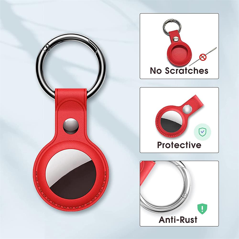Tag Case Kunstleder für Apple Airtags in Rot