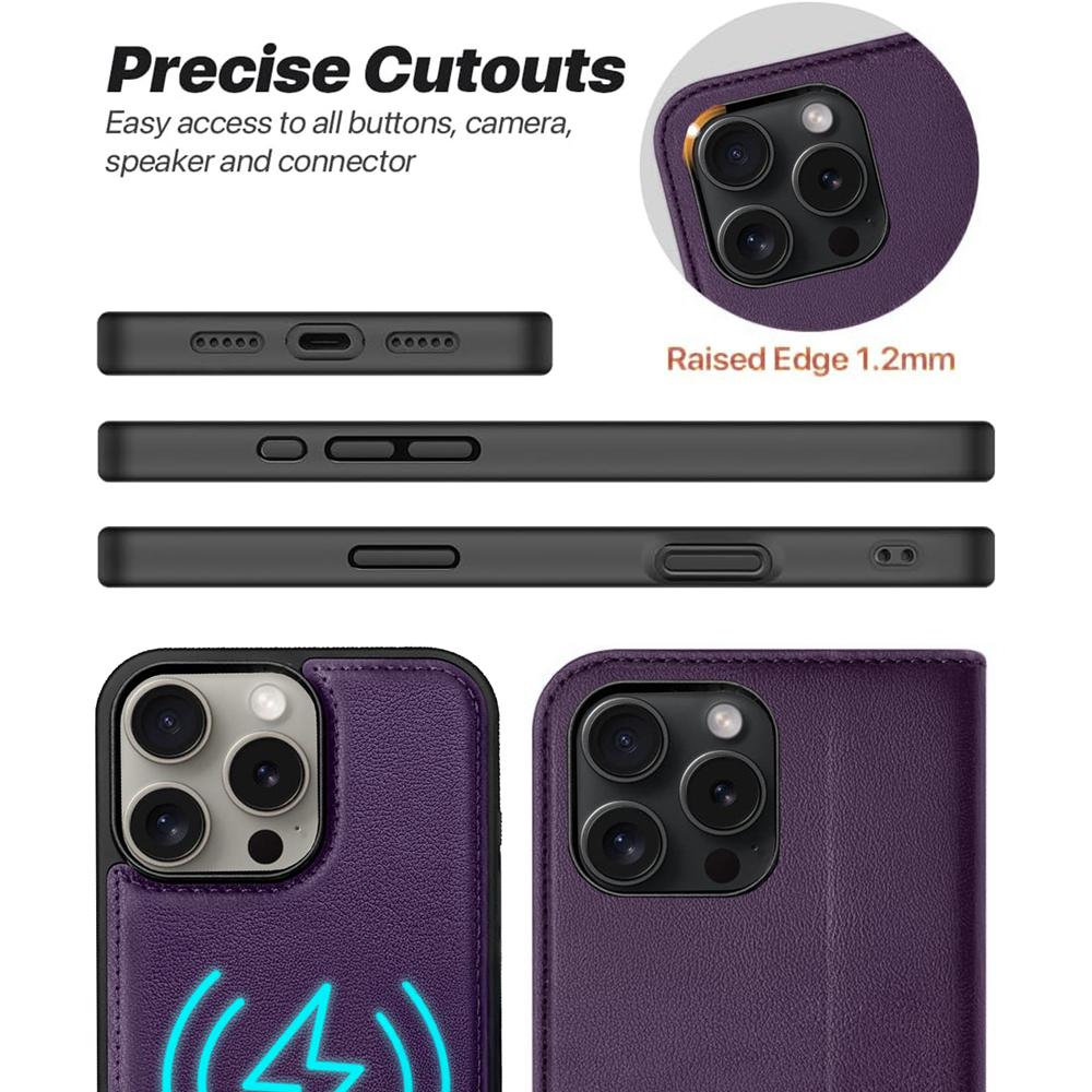 Magnetic Wallet für Apple iPhone 16 Pro Max in Violett