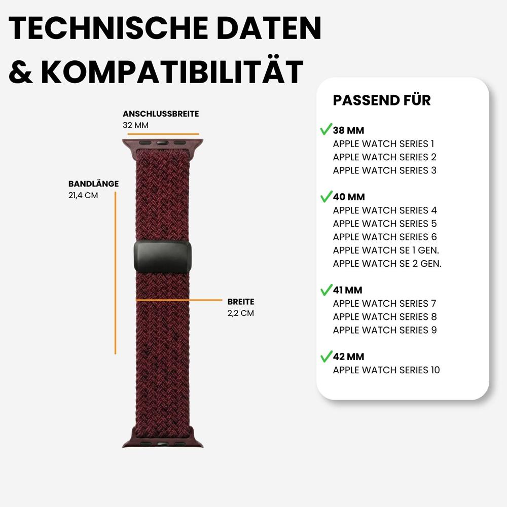 Loop Nylonarmband für Apple Watch 1-11/SE1-3 - 38/40/41/42mm in Kirschblüte - Universal