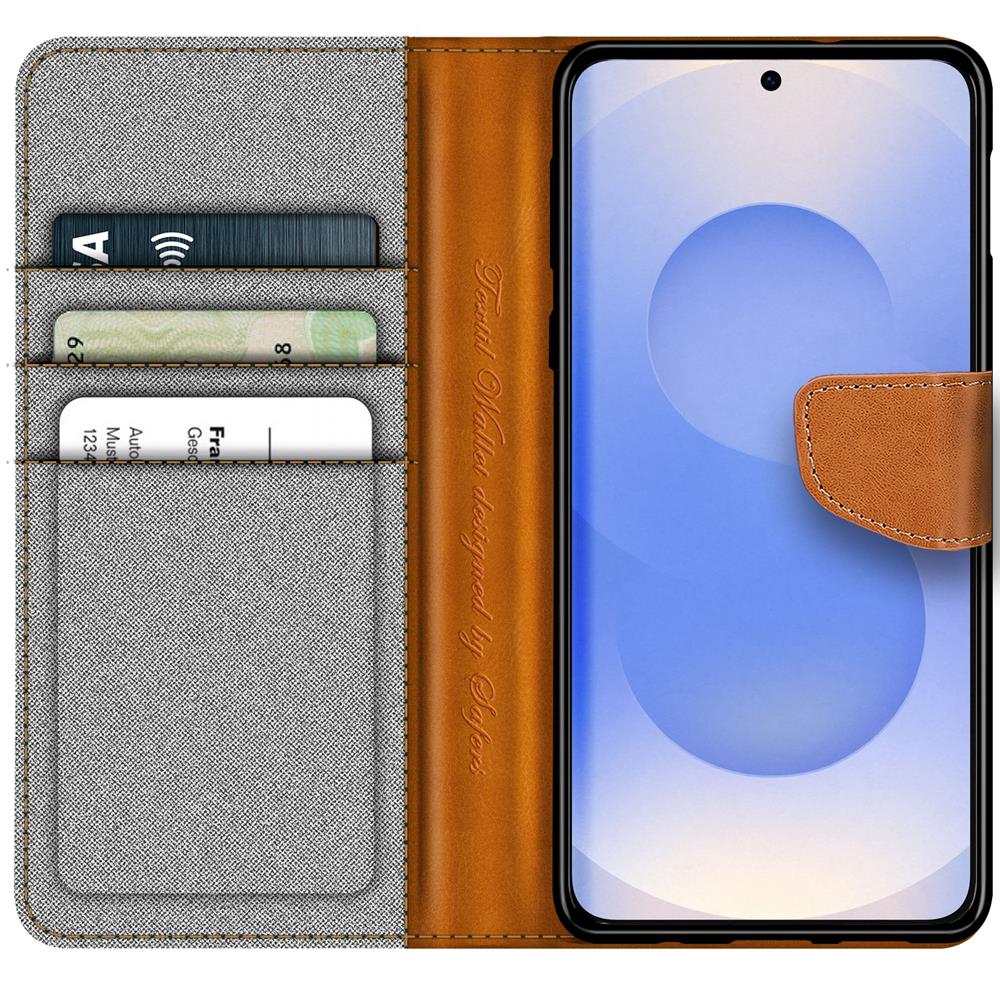 Textil Wallet für Samsung Galaxy S25 Edge in Grau