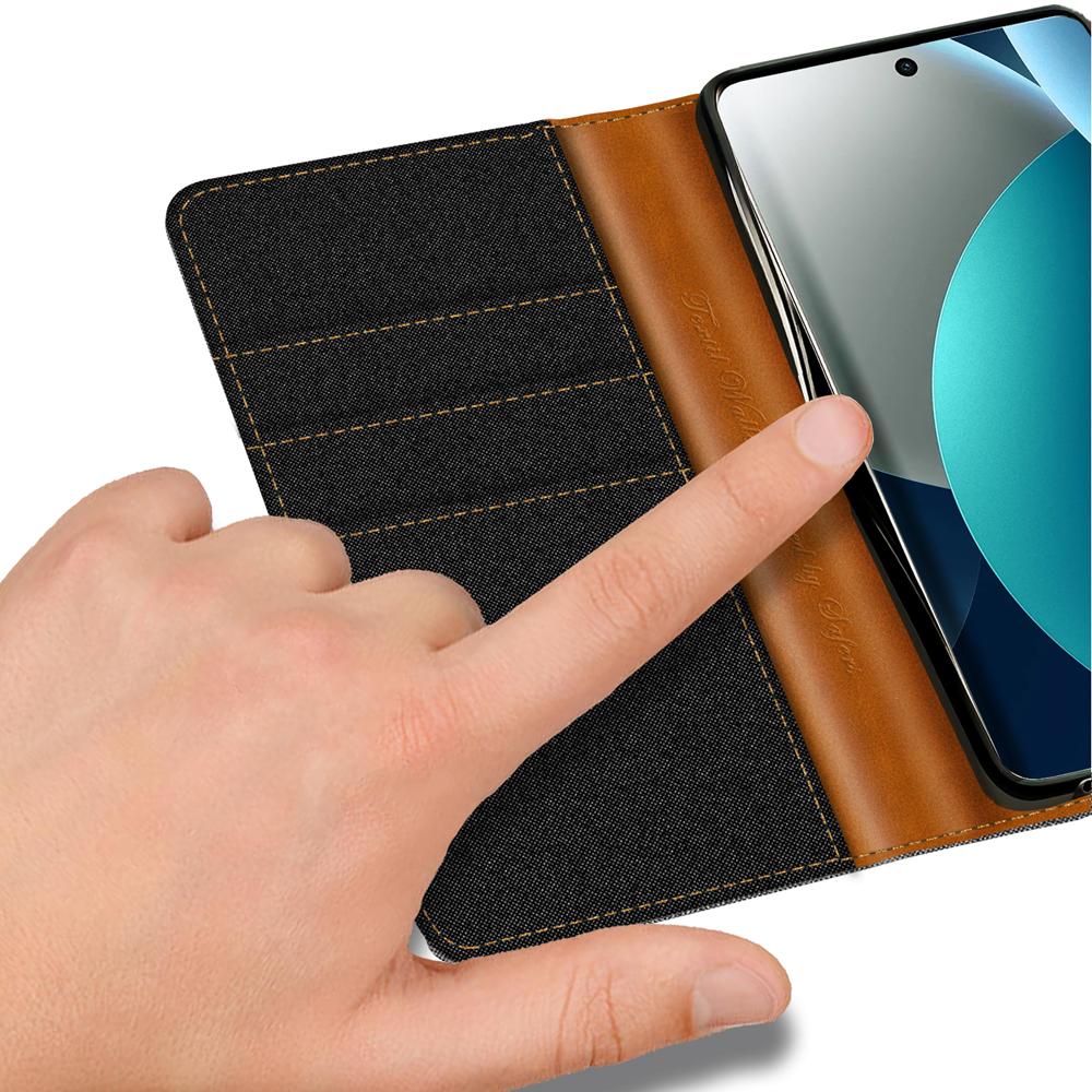 Textil Wallet für Xiaomi Redmi Note 15 Pro 4G in Schwarz