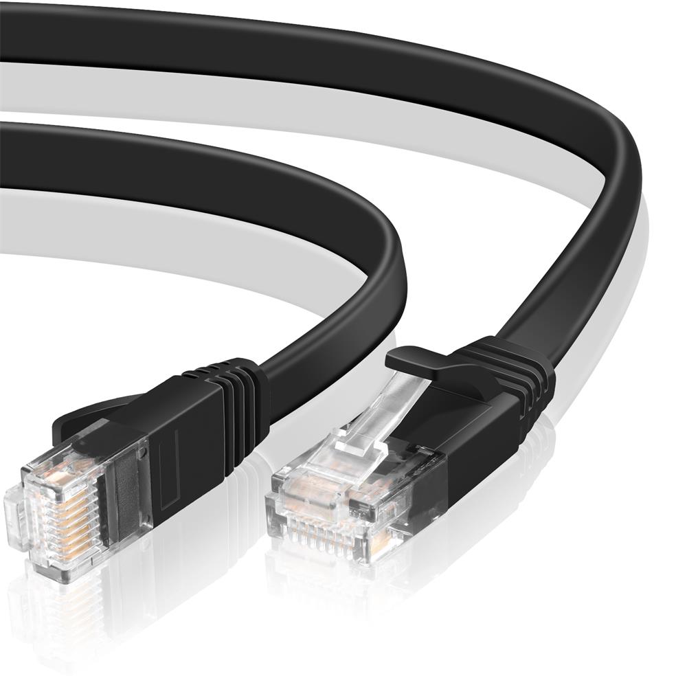 Patch FLAT Kabel Cat6 - PC-Flat-600A - 8M in Schwarz