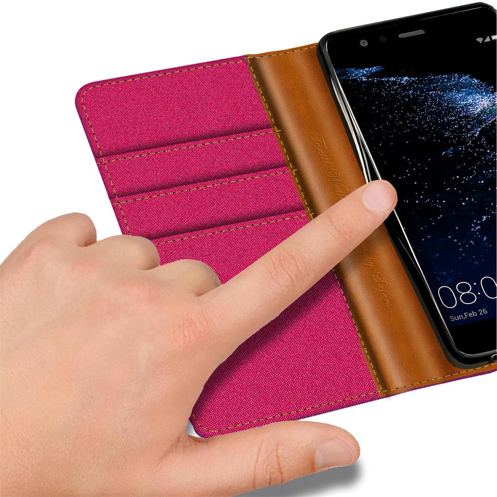 Textil Wallet für Huawei P10 Lite in Pink
