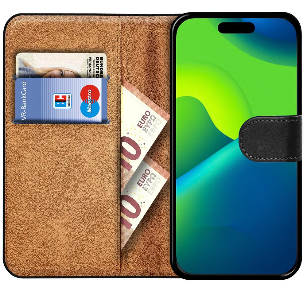 Basic Wallet für Apple iPhone 15 Plus in Schwarz
