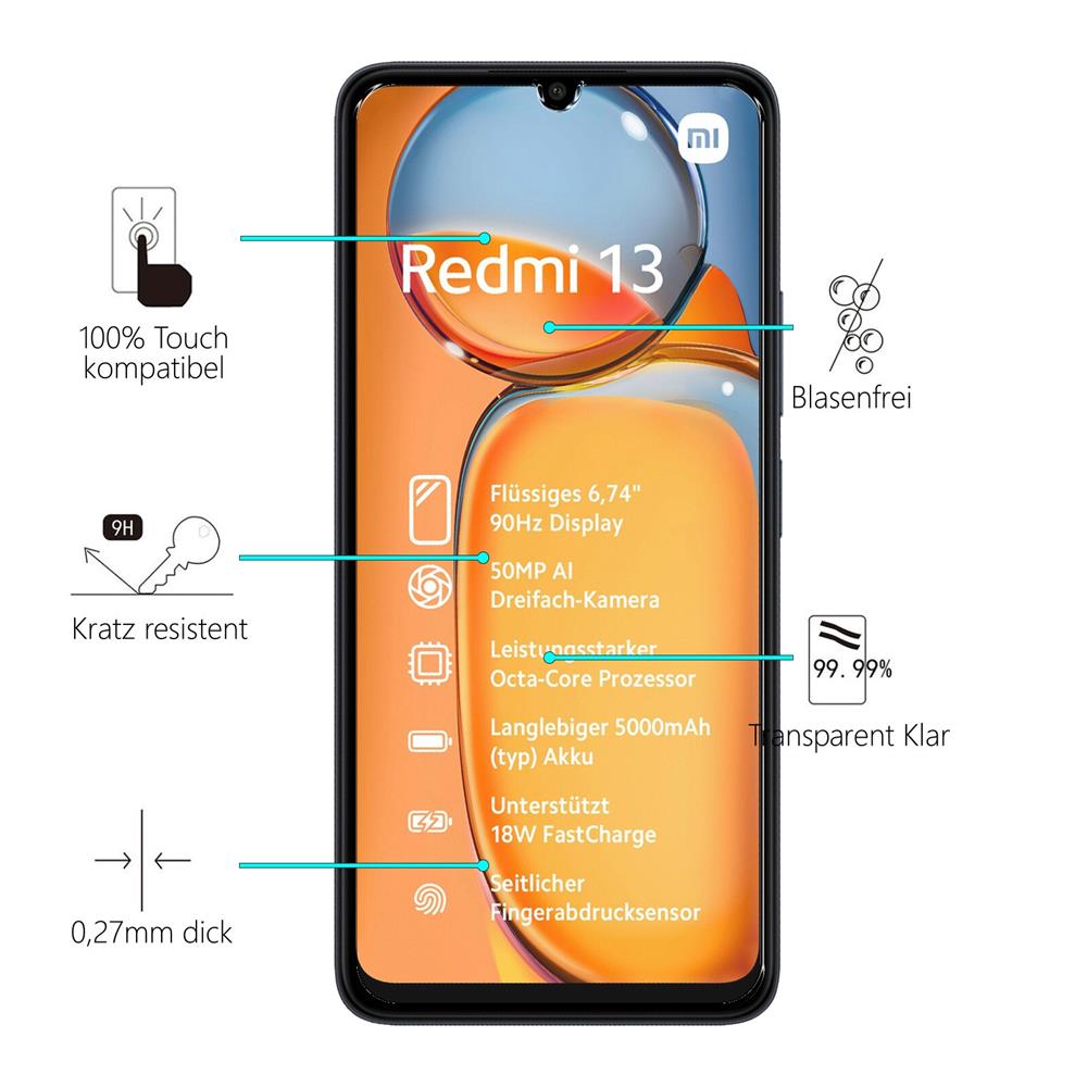 Glas 2in1 für Xiaomi Redmi 13 / Poco M6