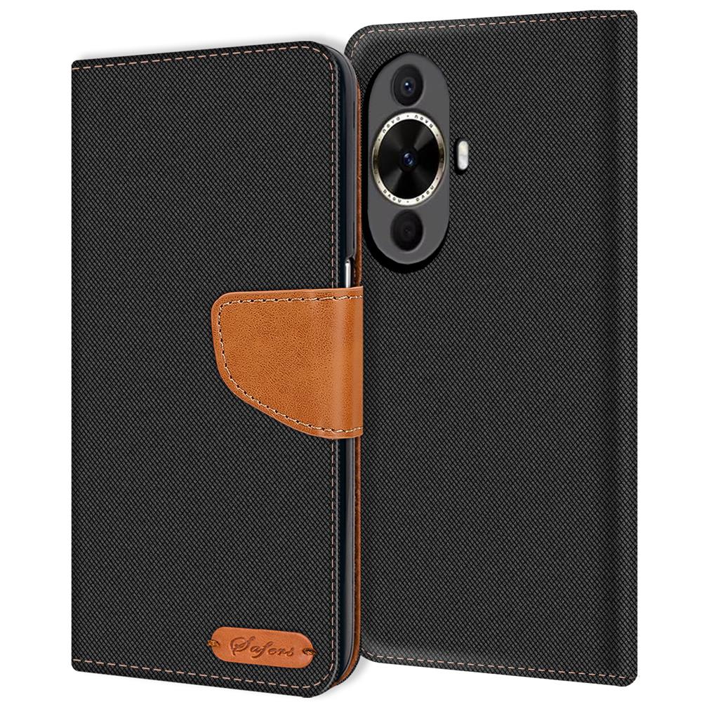 Textil Wallet für Huawei Nova 12S in Schwarz
