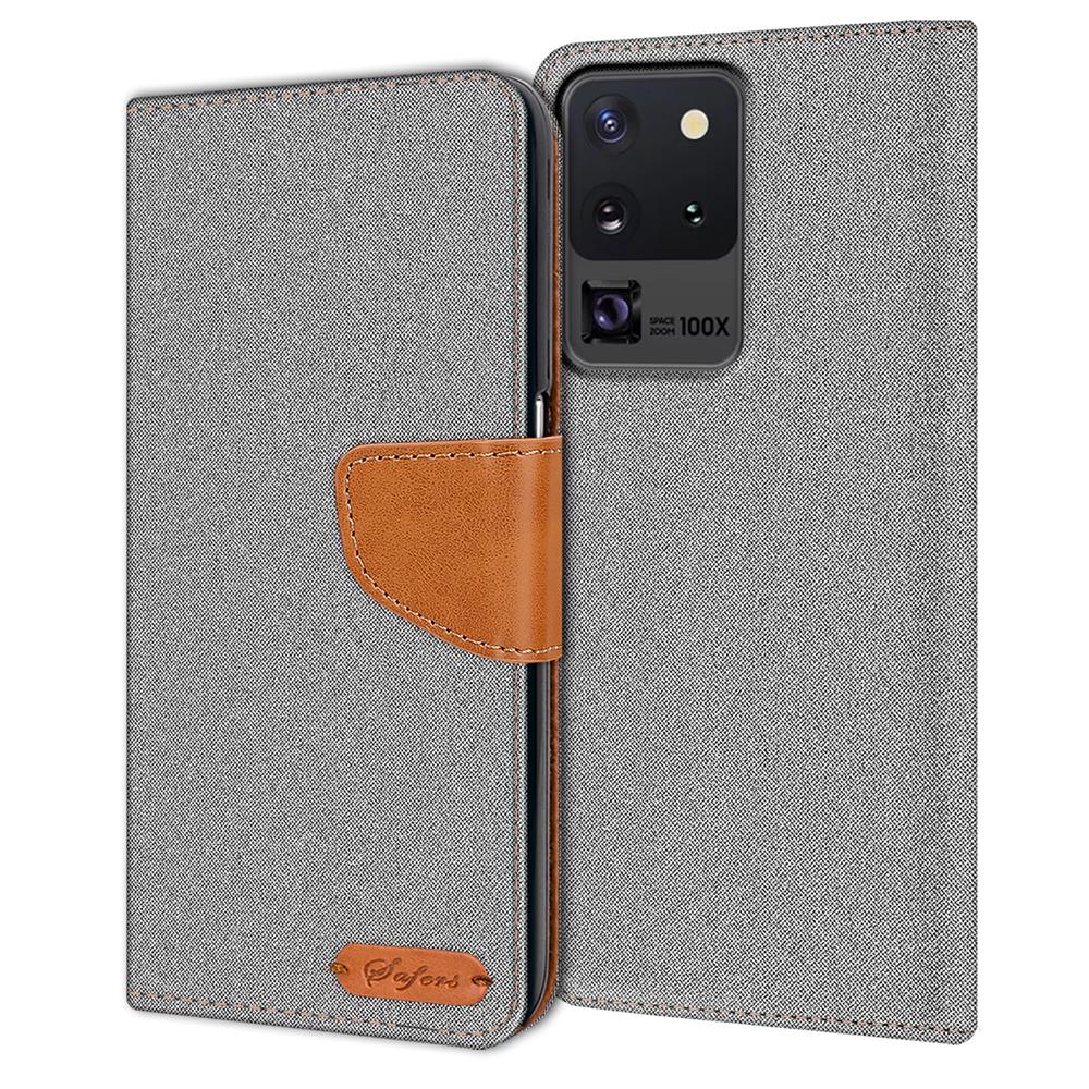 Textil Wallet für Samsung Galaxy S20 Ultra in Grau