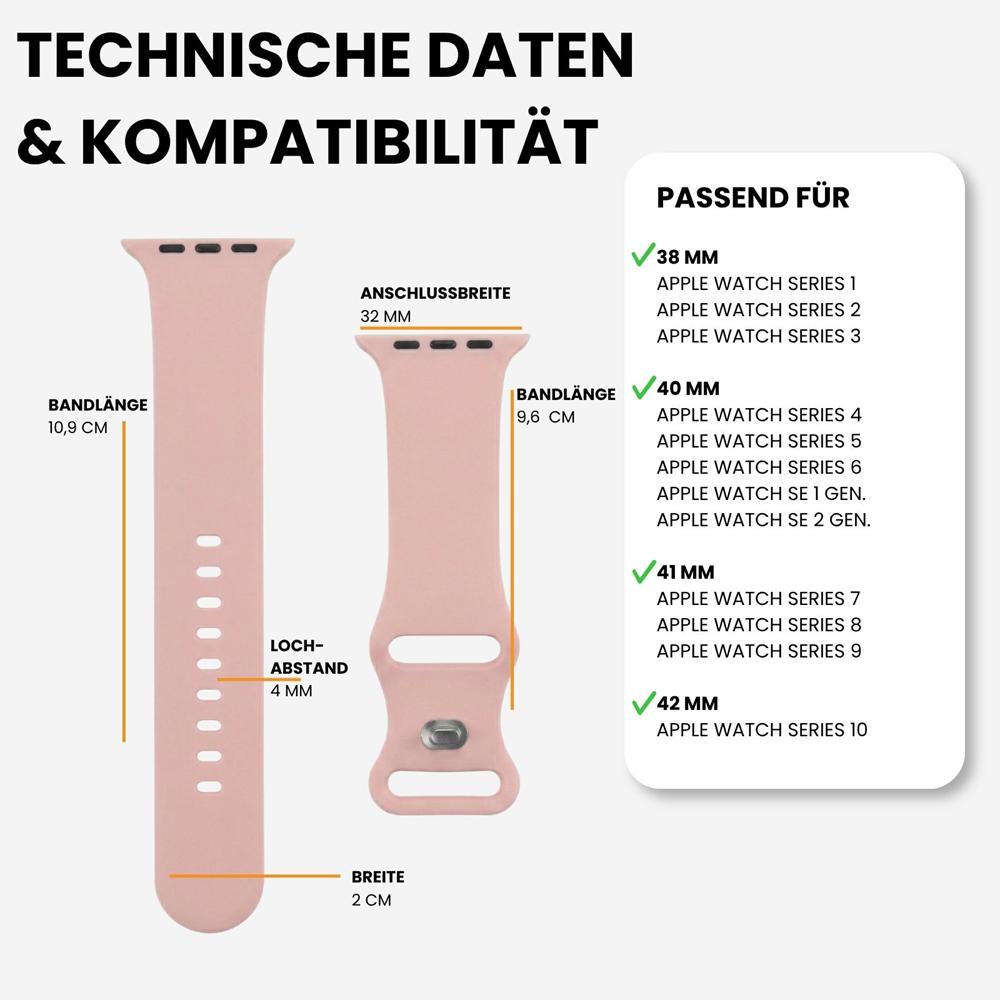 Silikonarmband Butterfly Apple Watch 1-11/SE1-3 - 38/40/41/42mm in Hellrosa - Größe S