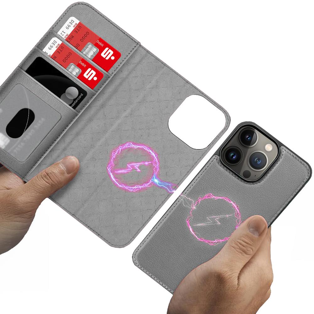 Magnetic Wallet für Apple iPhone 13 Pro in Grau
