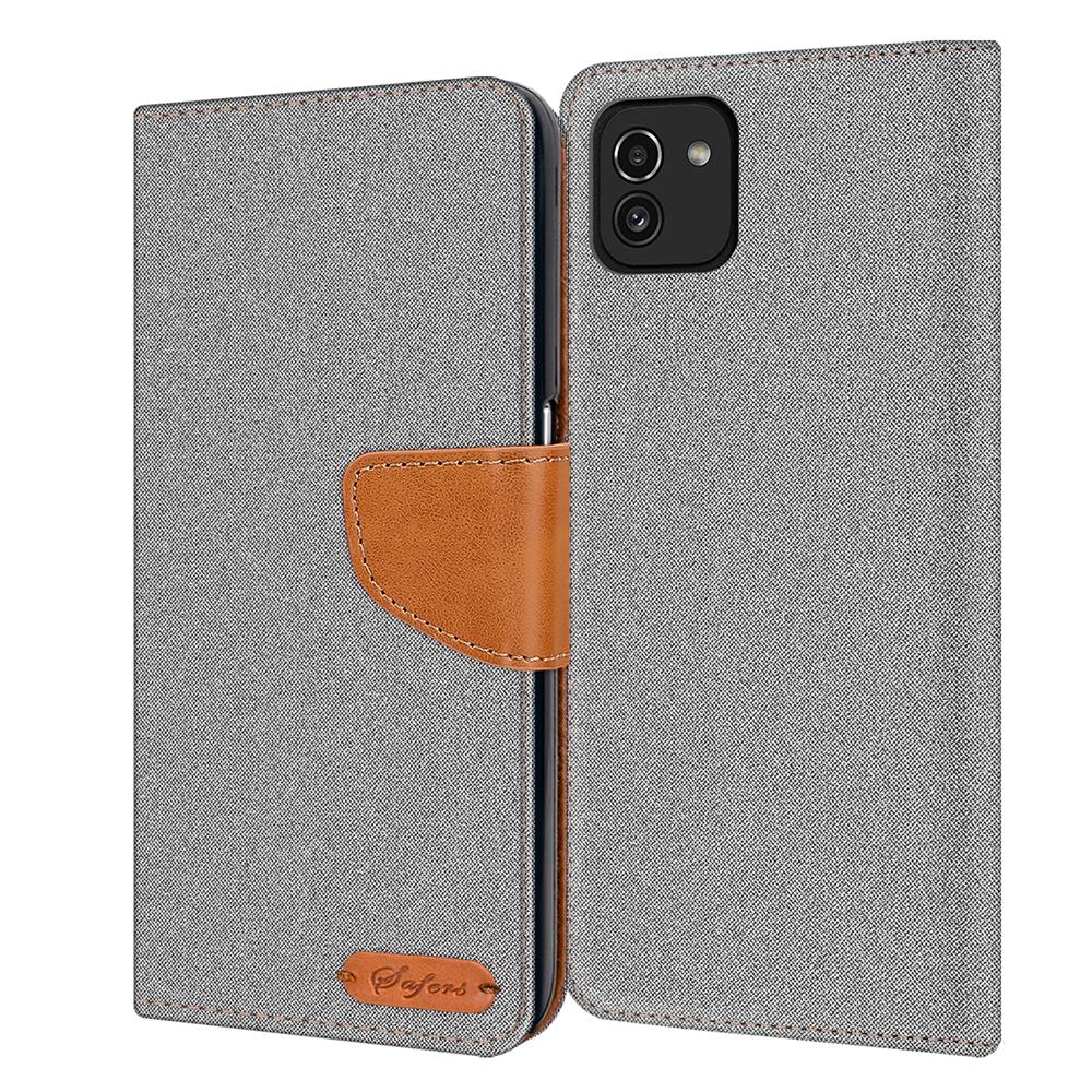 Textil Wallet für Samsung Galaxy A03 in Grau