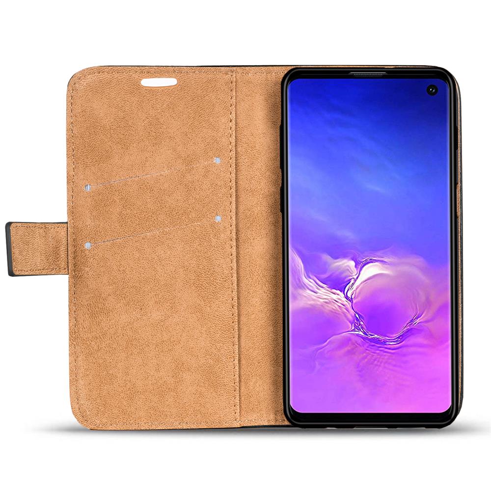 Retro Wallet für Samsung Galaxy S10e in Schwarz
