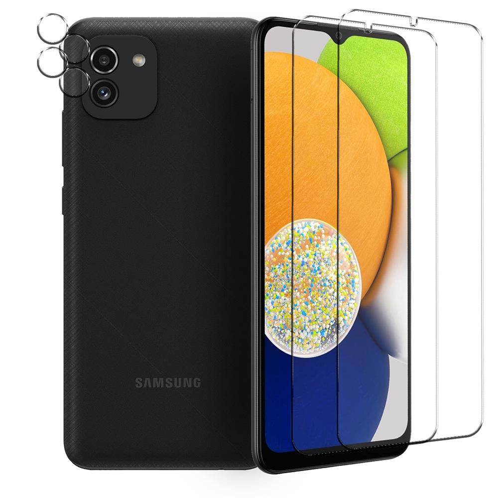 4in1 Glas Set für Samsung Galaxy A03