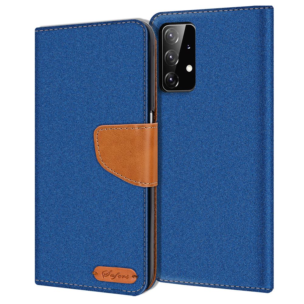 Textil Wallet für Samsung Galaxy A72 in Blau