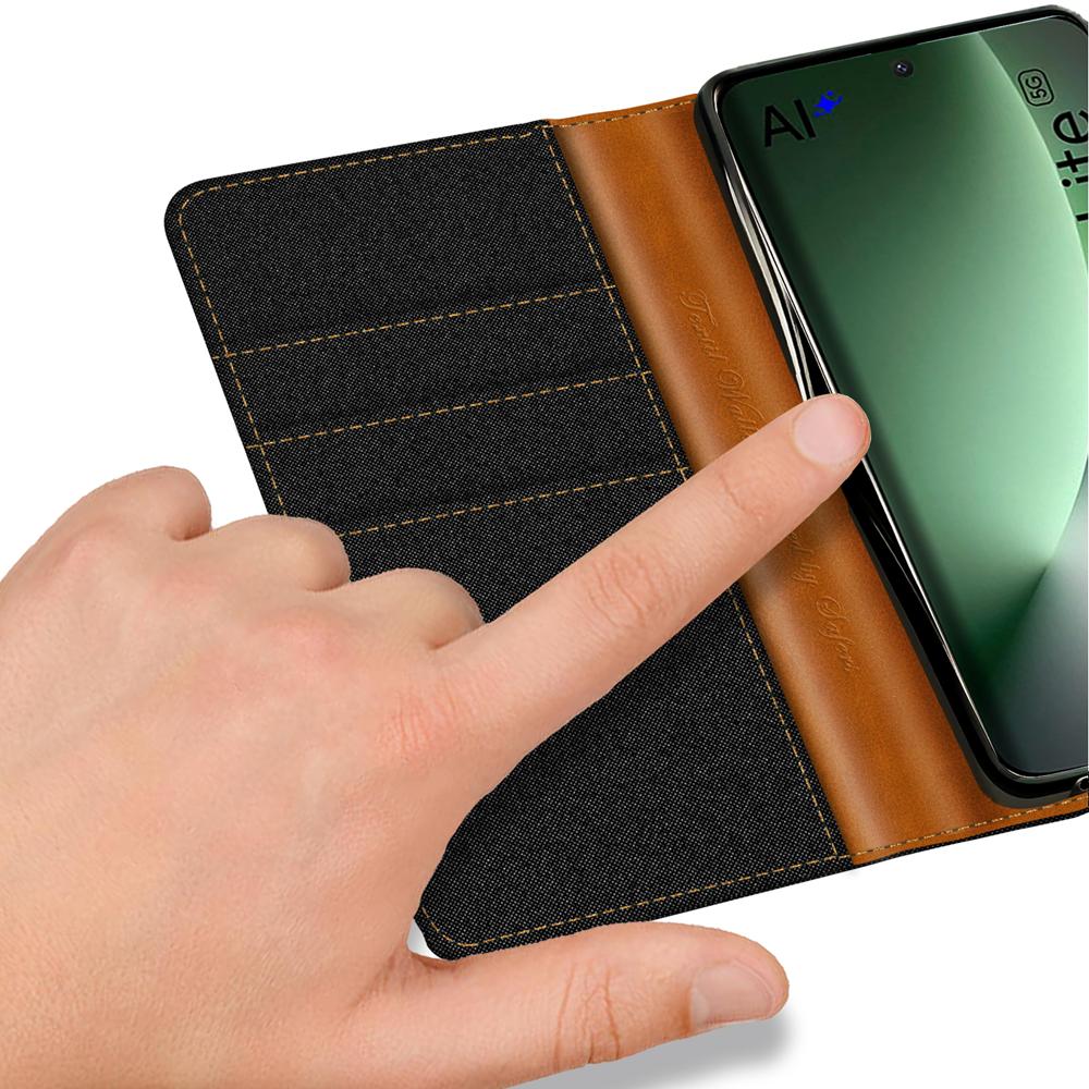 Textil Wallet für Honor Magic 8 Lite in Schwarz