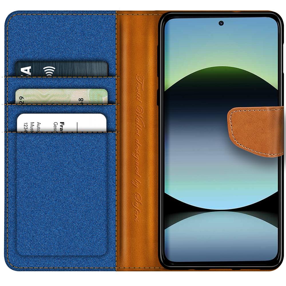 Textil Wallet für Xiaomi Redmi Note 14 5G in Blau