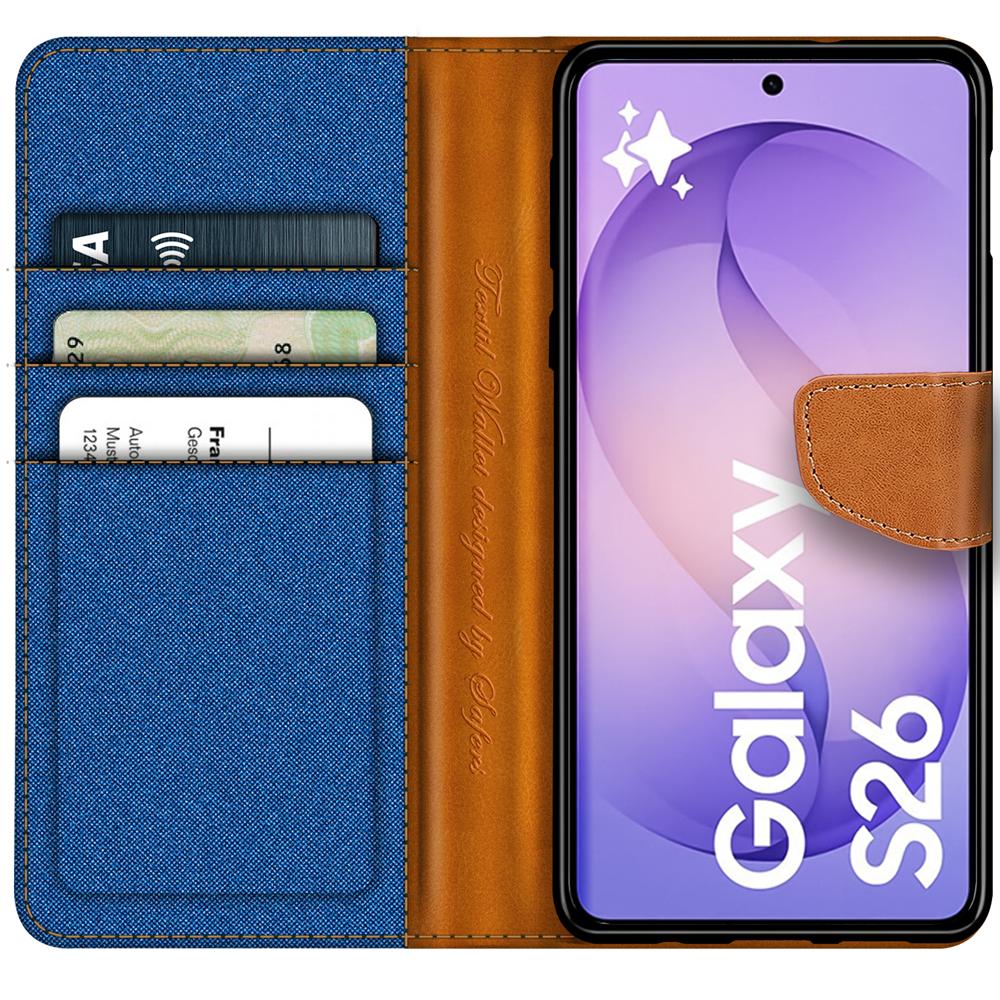 Textil Wallet für Samsung Galaxy S26 in Blau