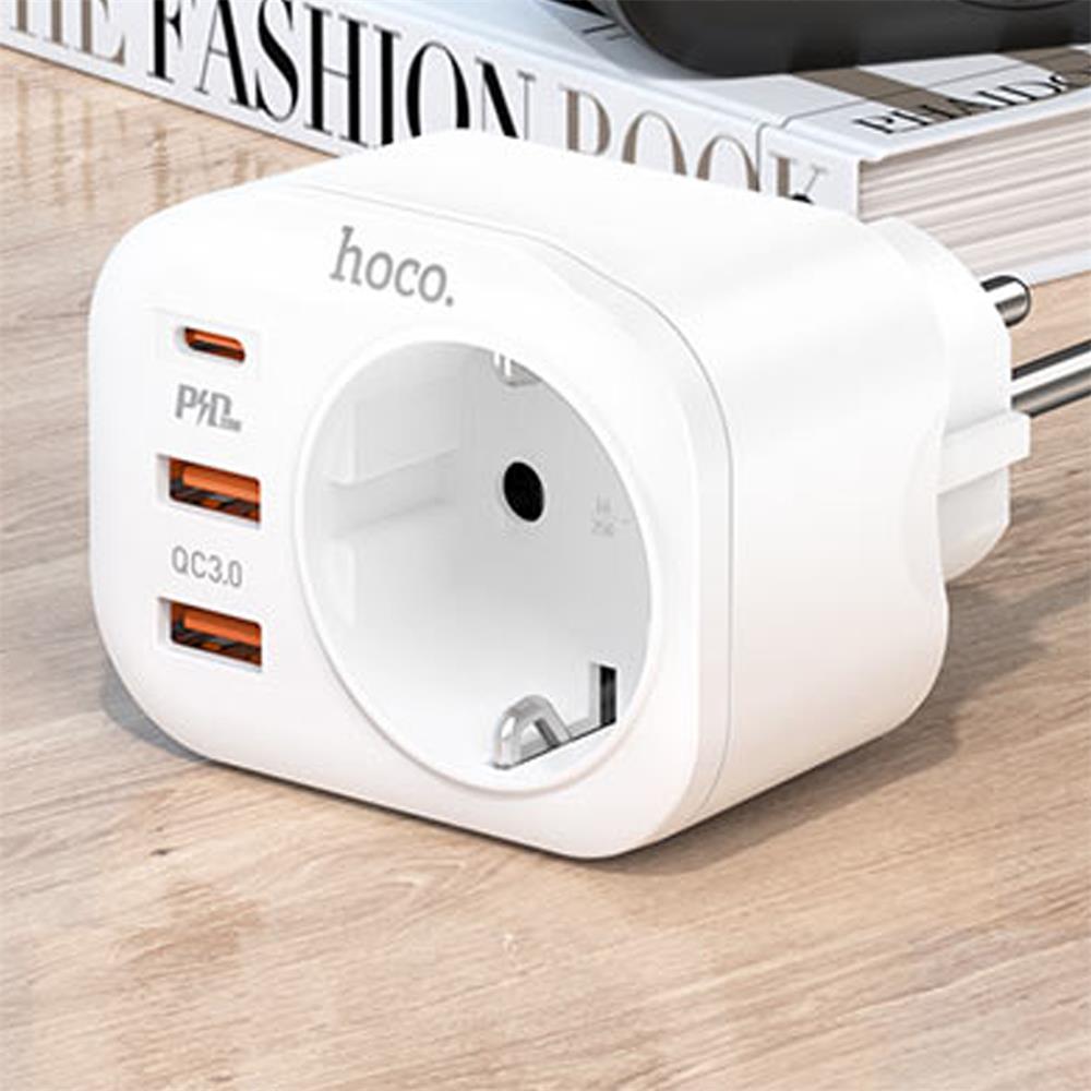 Hoco NS3 - Schuko-Adapter in Weiss