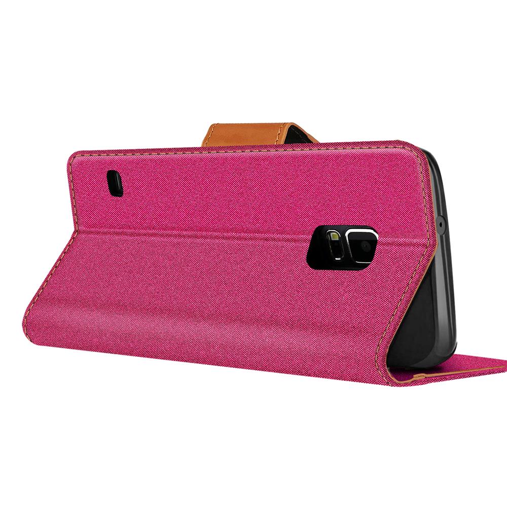 Textil Wallet für Samsung Galaxy S5 Mini in Pink