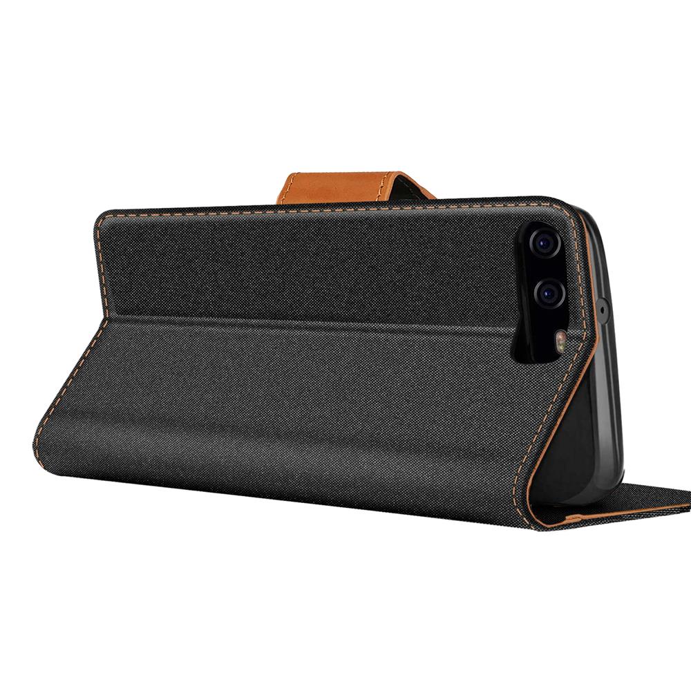 Textil Wallet für Huawei P10 in Schwarz