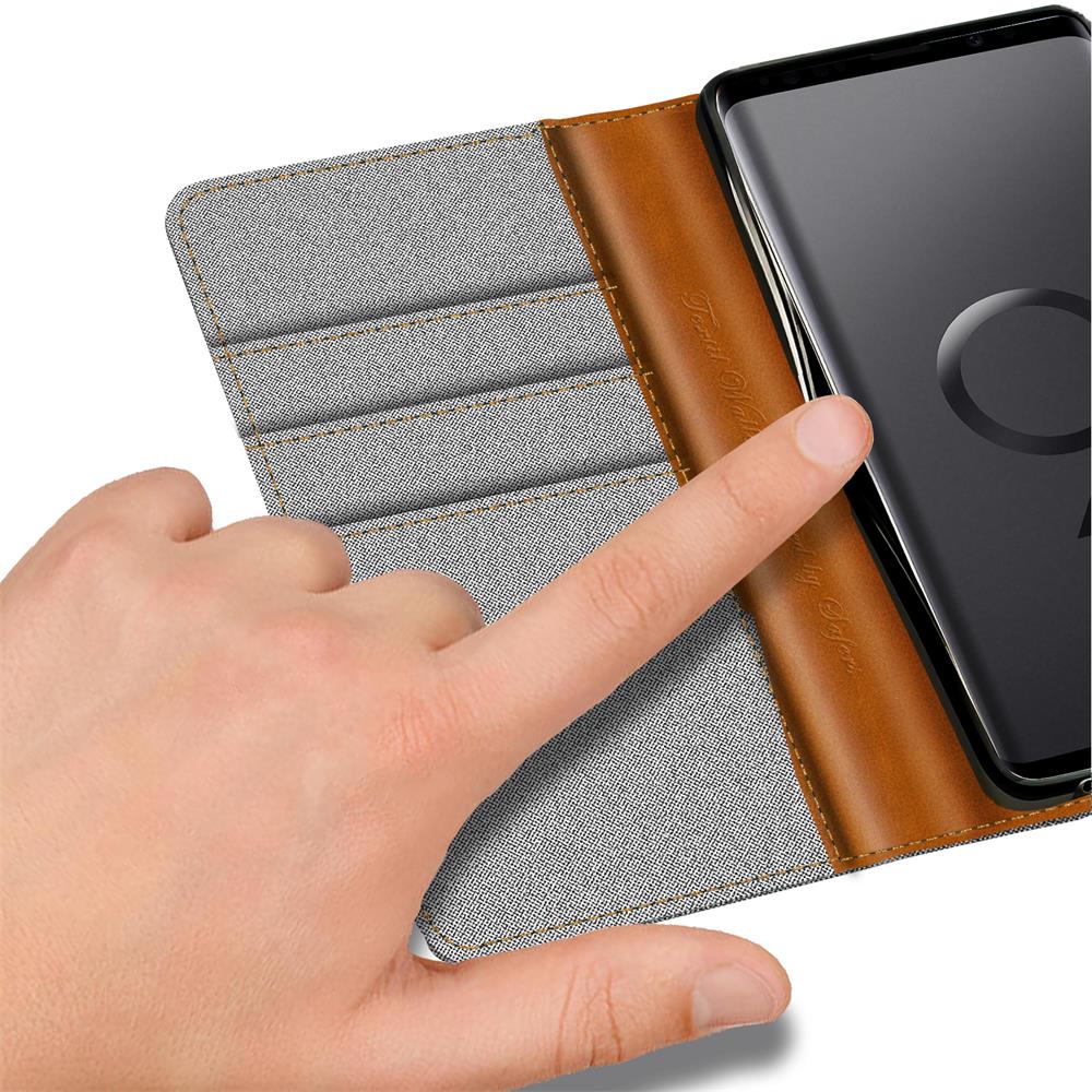 Textil Wallet für Samsung Galaxy S9 Plus in Grau