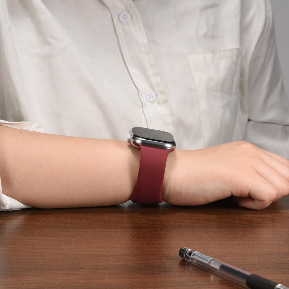 Silikonarmband Butterfly Apple Watch 1-11/SE1-3/Ultra1-3 - 42/44/45/49mm in Weinrot - Größe L