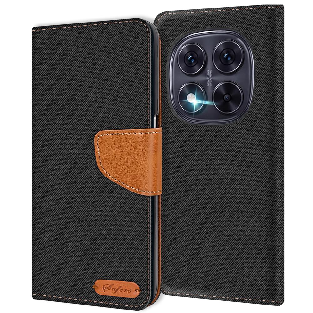 Textil Wallet für Xiaomi Redmi Note 15 Pro 4G in Schwarz