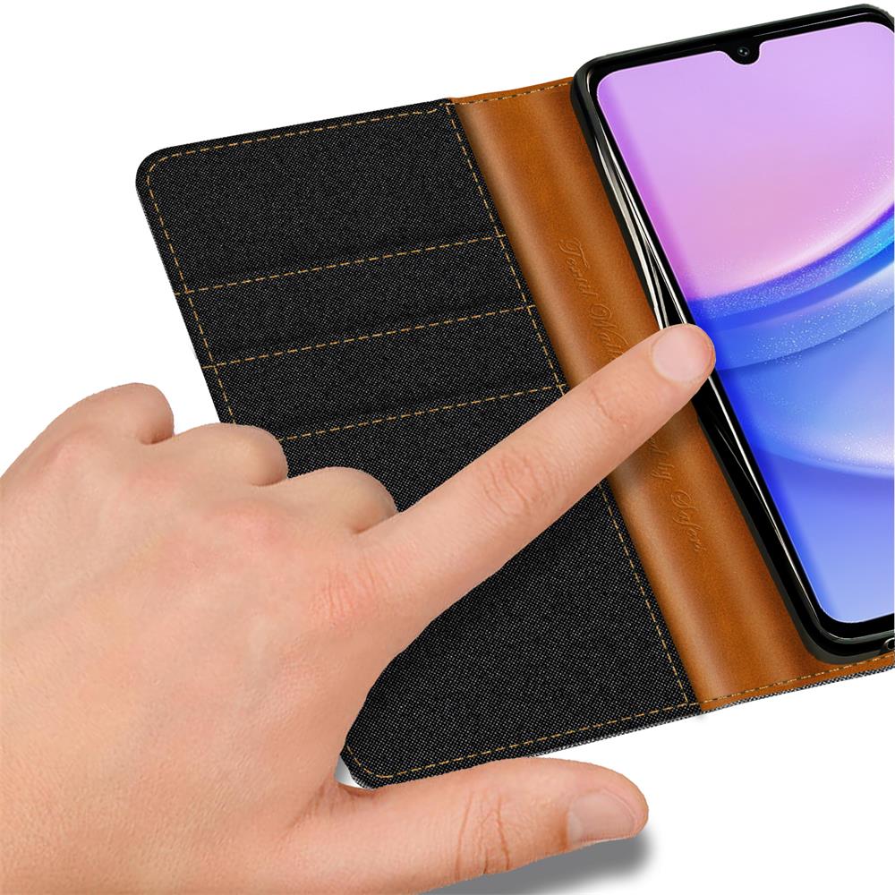 Textil Wallet für Samsung Galaxy A35 5G in Schwarz