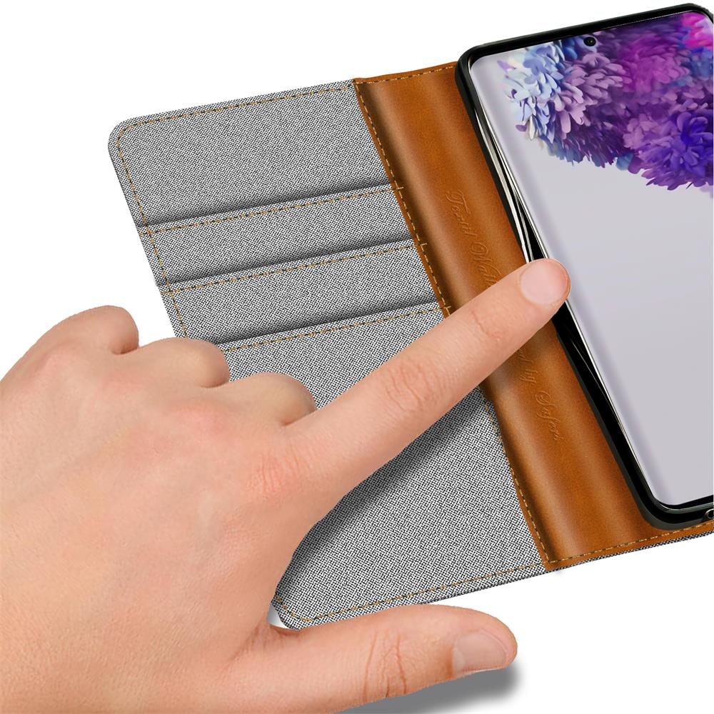 Textil Wallet für Samsung Galaxy S20 Ultra in Grau