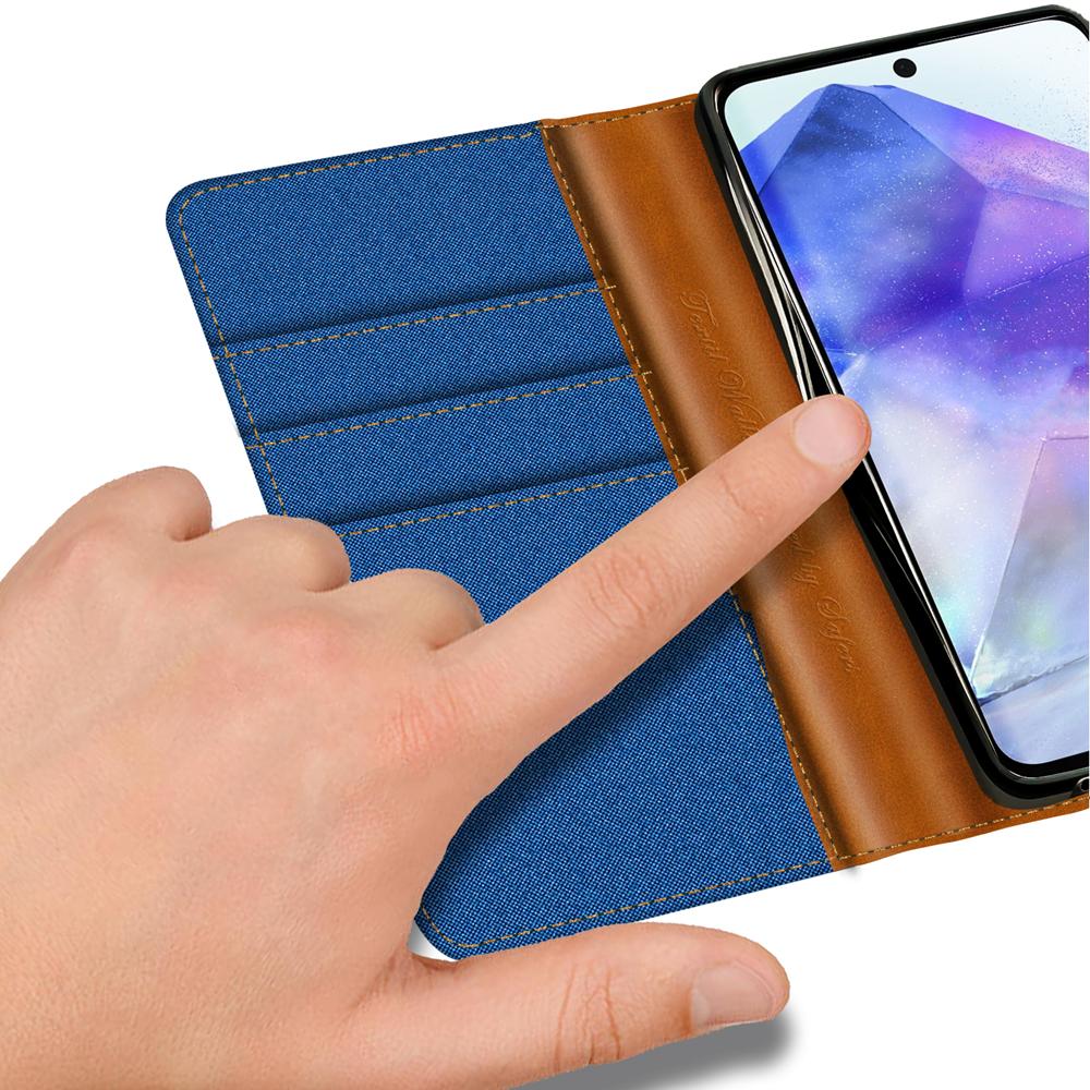 Textil Wallet für Samsung Galaxy A57 5G in Blau