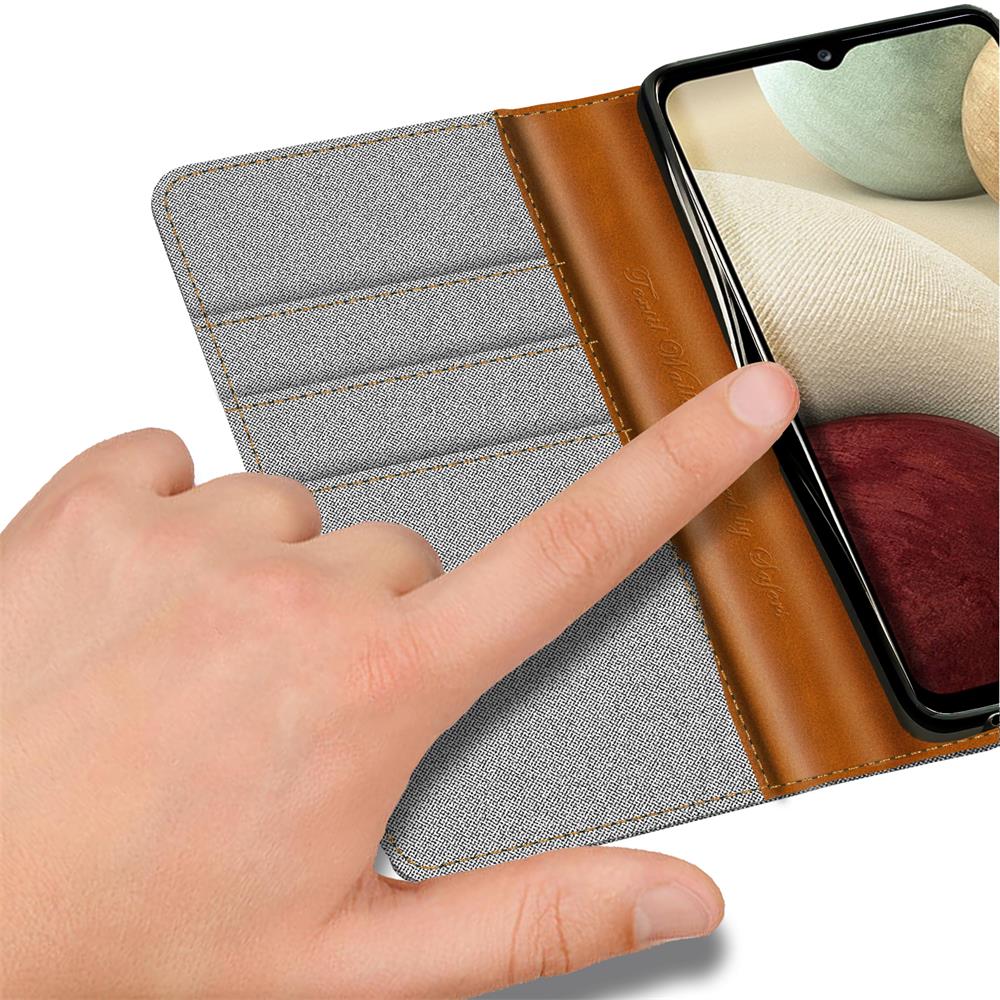 Textil Wallet für Samsung Galaxy A22 5G in Grau