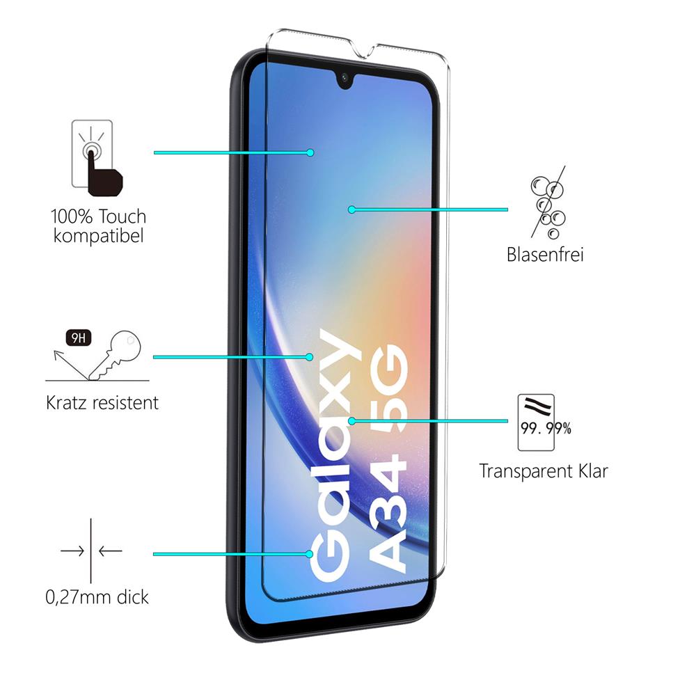 4in1 Glas Set für Samsung Galaxy A34 5G