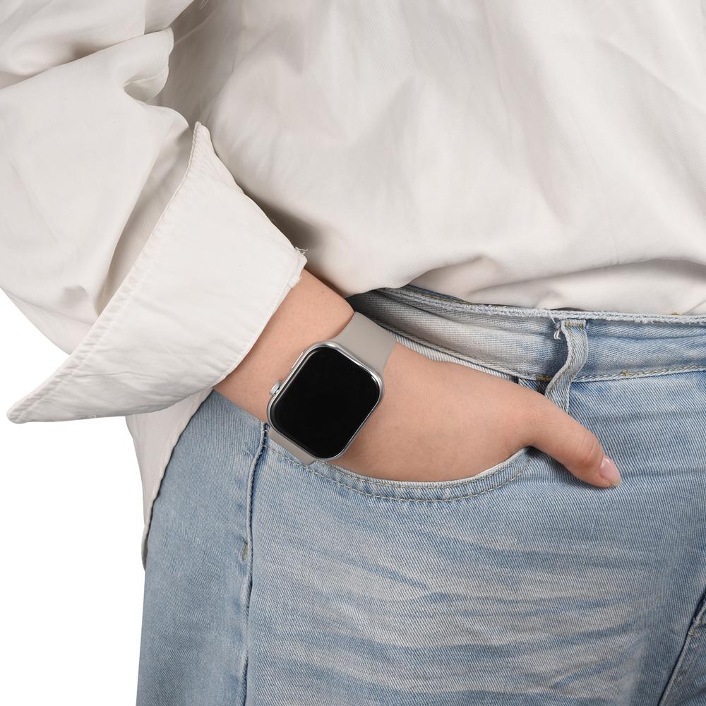 Silikonarmband Butterfly Apple Watch 1-11/SE1-3/Ultra1-3 - 42/44/45/49mm in Steingrau - Größe L