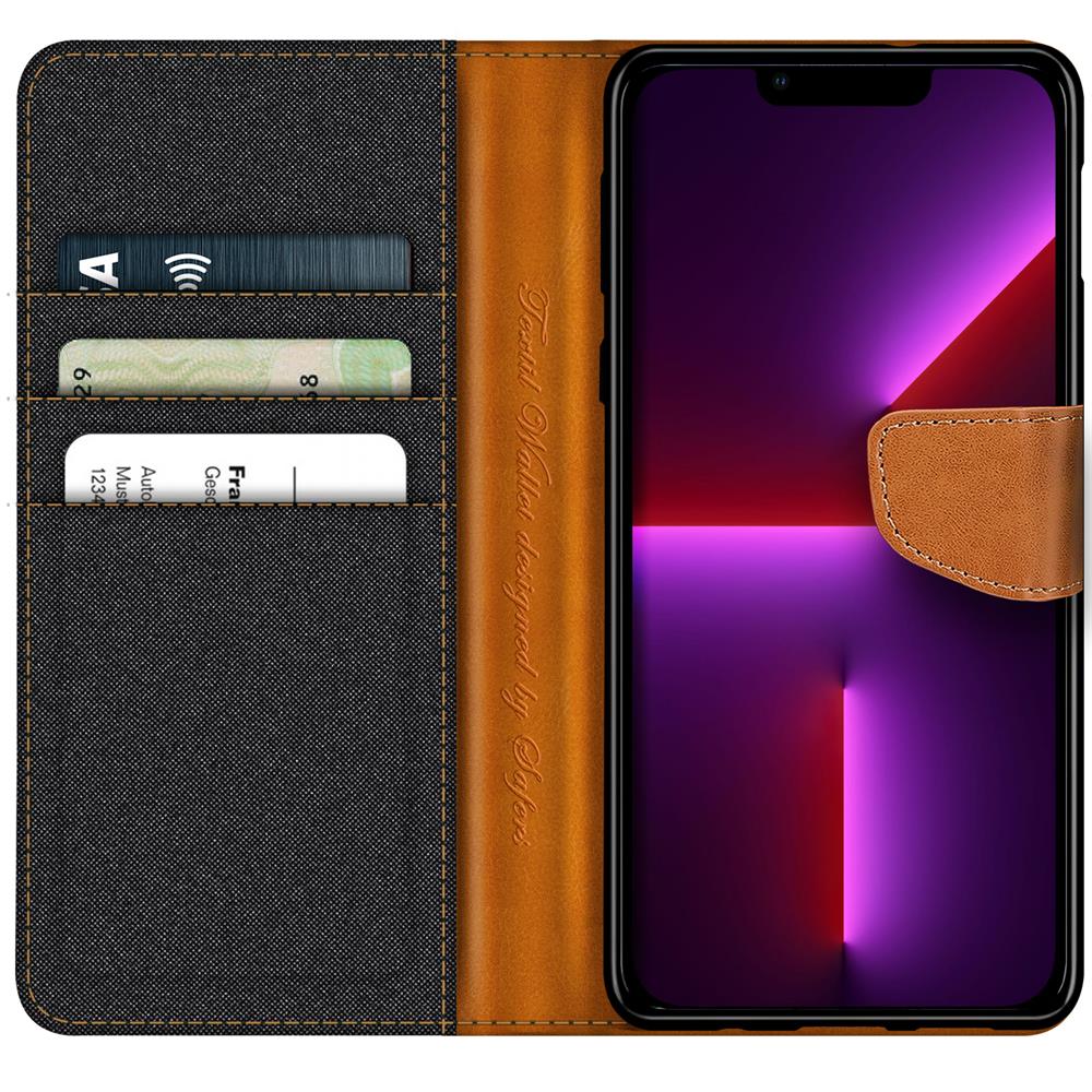 Textil Wallet für Apple iPhone 13 Pro Max in Schwarz