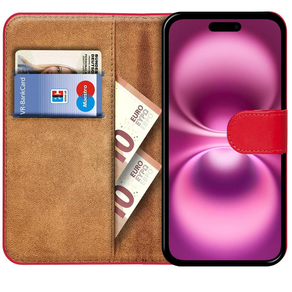 Basic Wallet für Apple iPhone 16 Plus in Rot