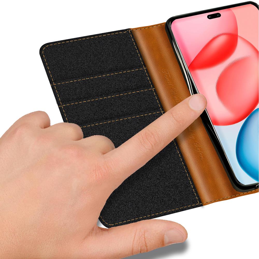 Textil Wallet für Honor 400 Pro in Schwarz