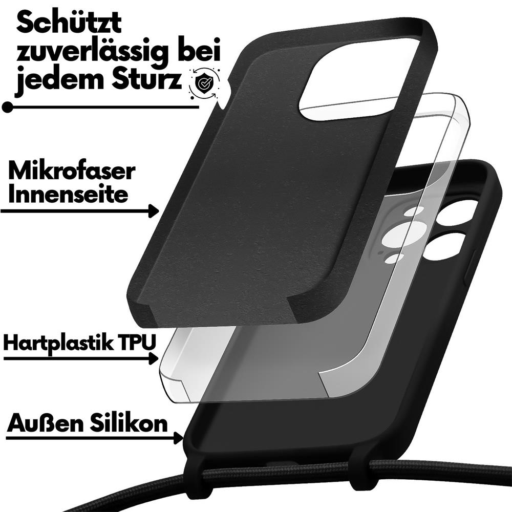 Connect Case Colour inkl. Kette für Apple iPhone 15 Pro Max in Schwarz