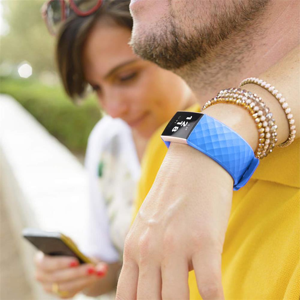 Fitnessarmband TPU für Fitbit Charge 3 / 4 - Größe S in Blau