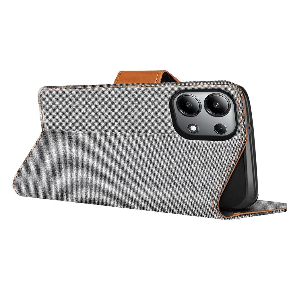 Textil Wallet für Xiaomi Redmi Note 13 (4G) in Grau