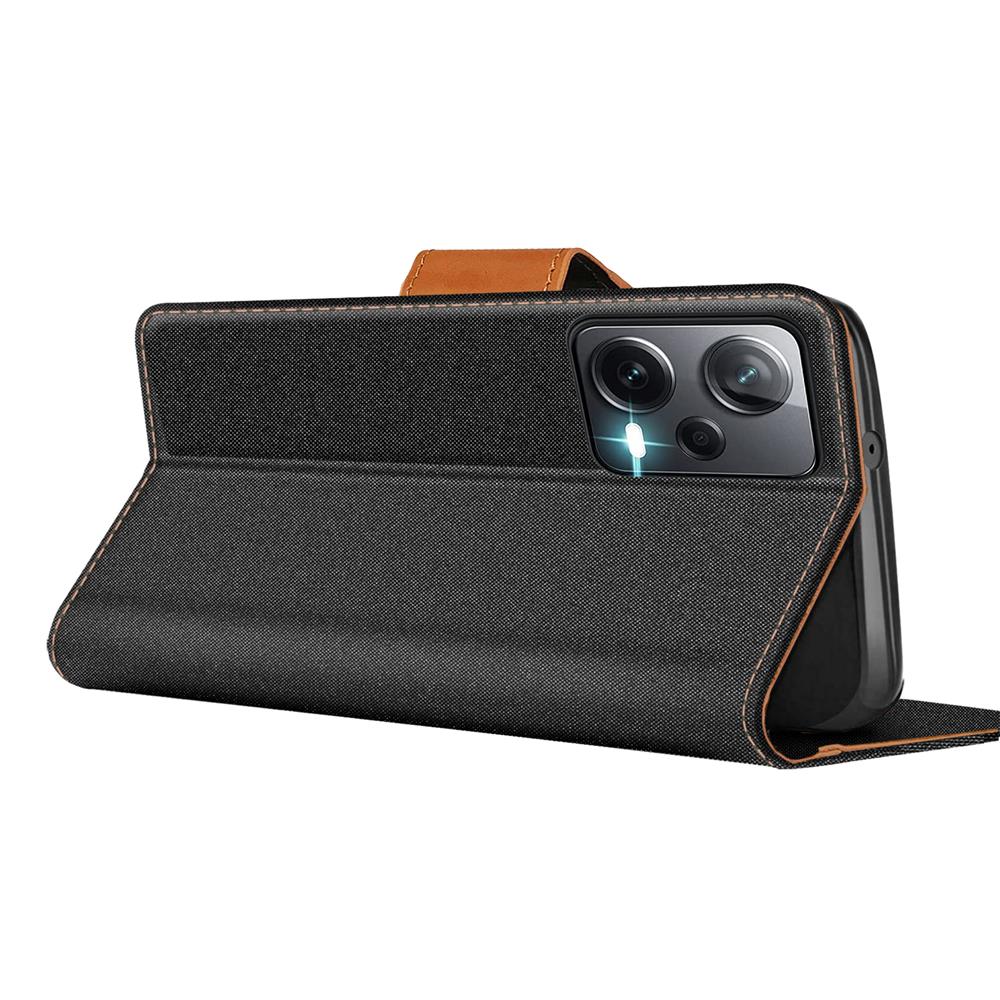 Textil Wallet für Xiaomi Redmi Note 12 Pro Plus 5G in Schwarz