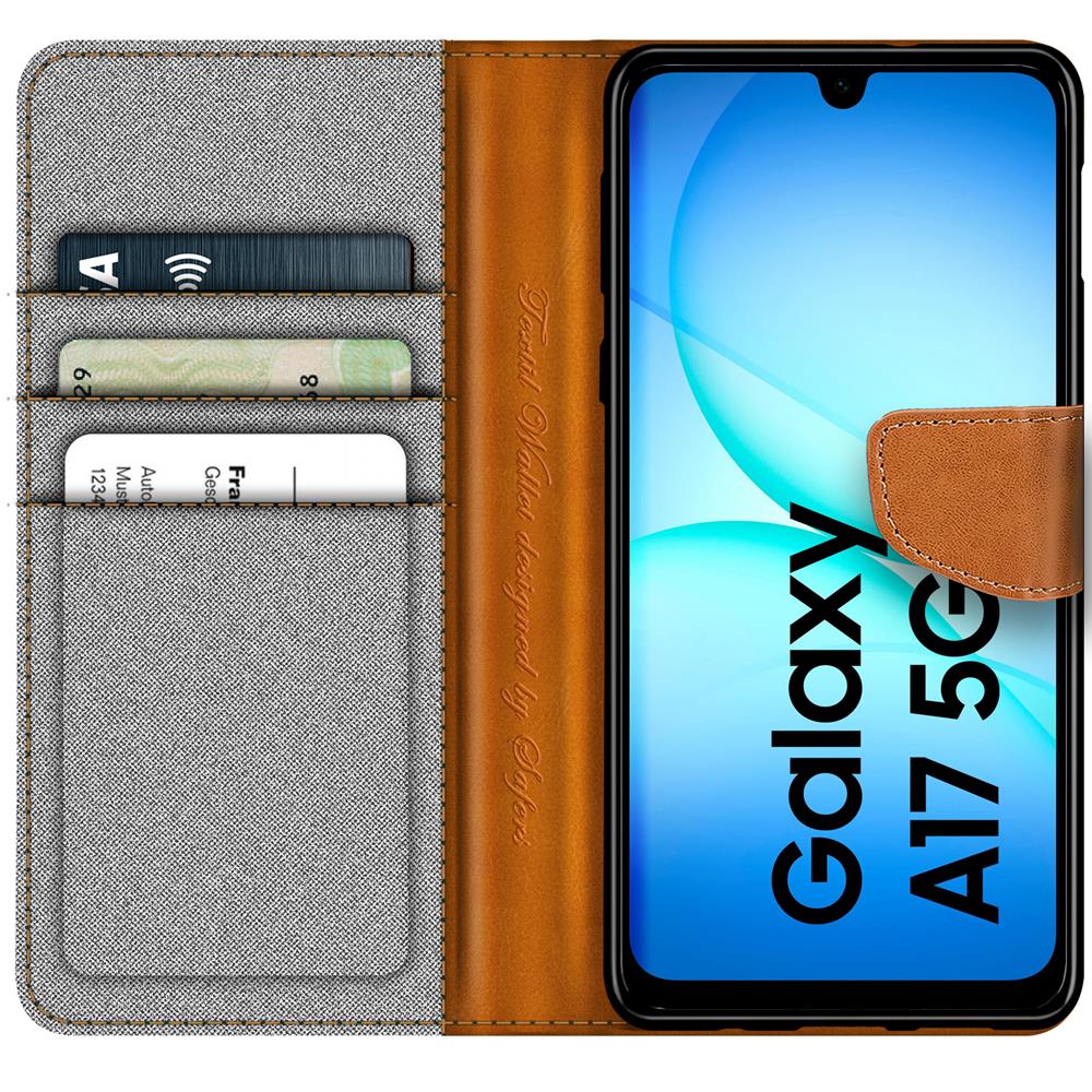 Textil Wallet für Samsung Galaxy A17 5G in Grau