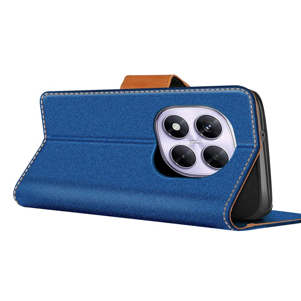 Textil Wallet für Xiaomi Redmi Note 14 Pro 4G in Blau