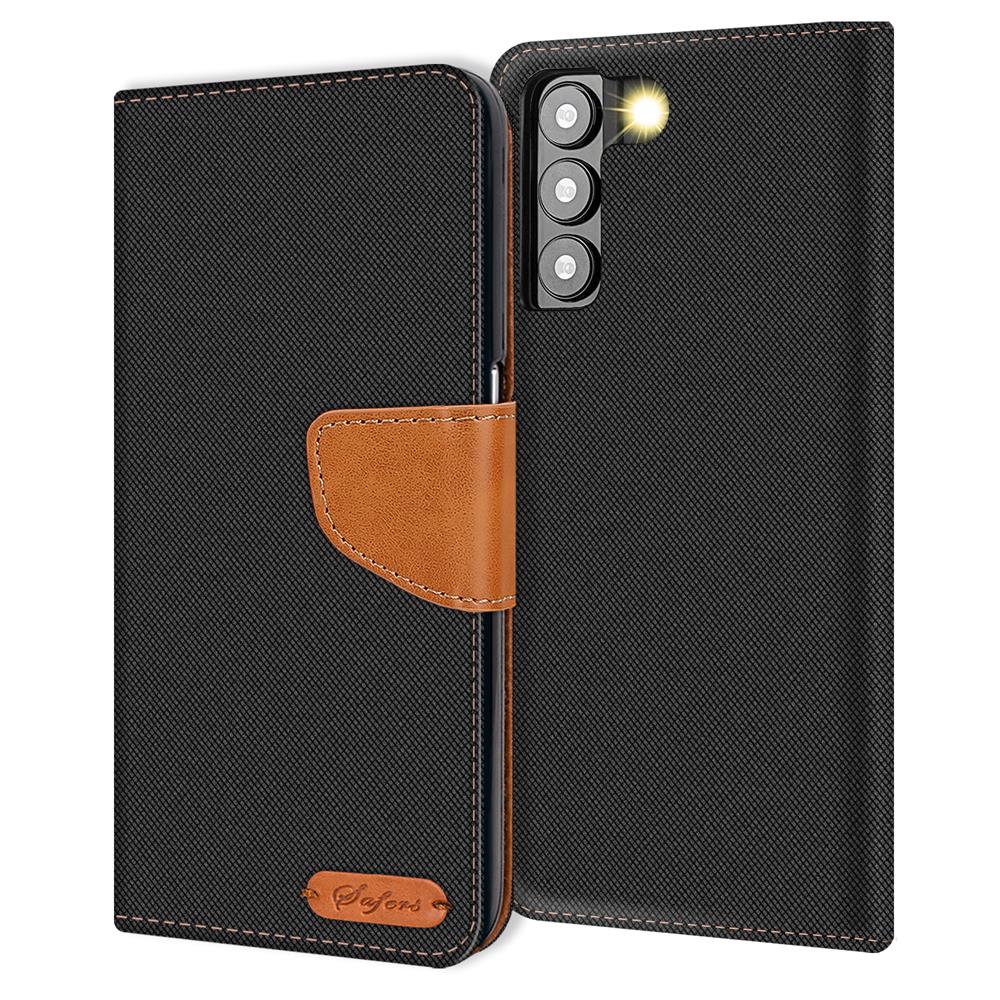 Textil Wallet für Samsung Galaxy S23 Plus in Schwarz