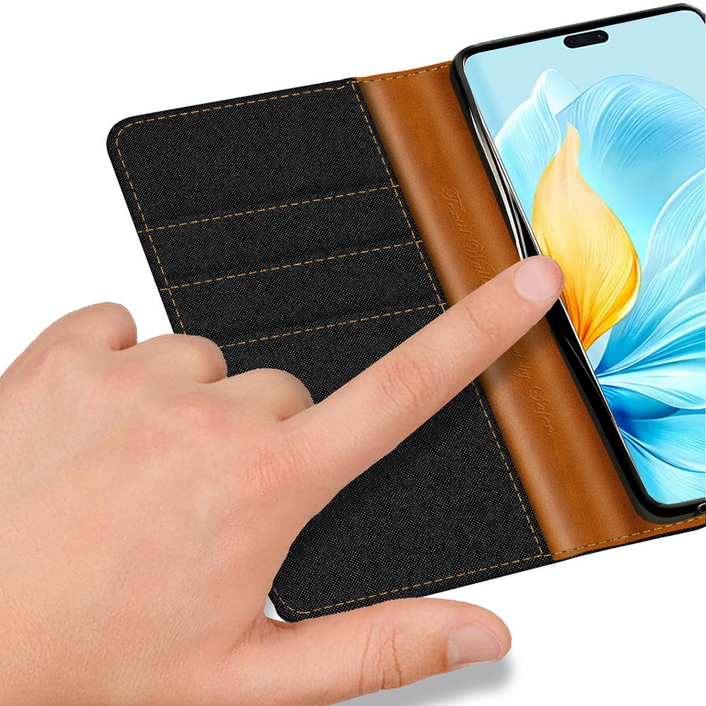 Textil Wallet für Honor 200 Pro in Schwarz