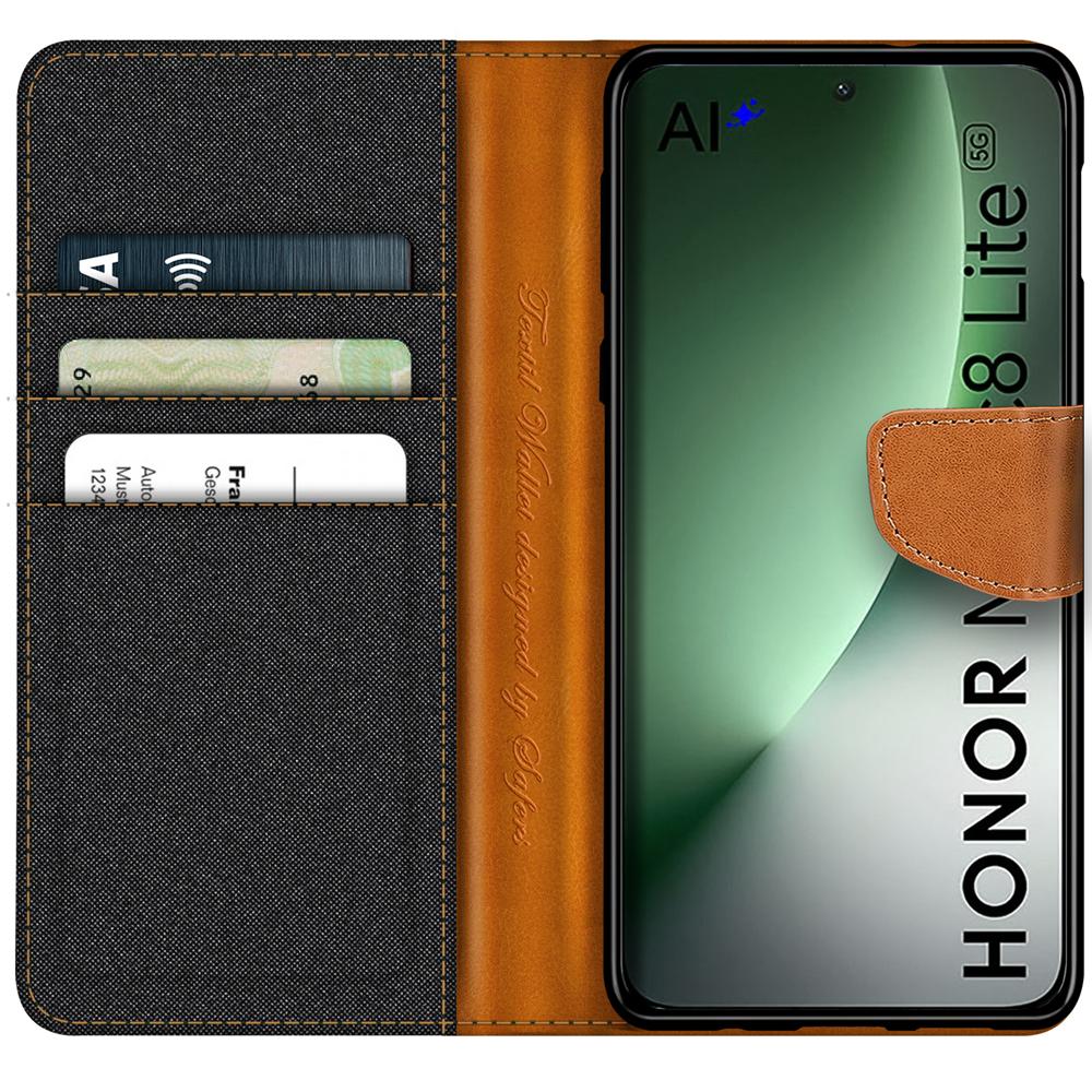 Textil Wallet für Honor Magic 8 Lite in Schwarz