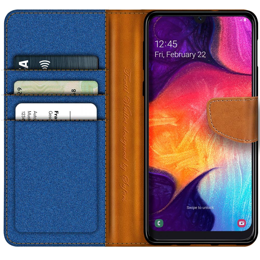 Textil Wallet für Samsung Galaxy A50 / A30s in Blau