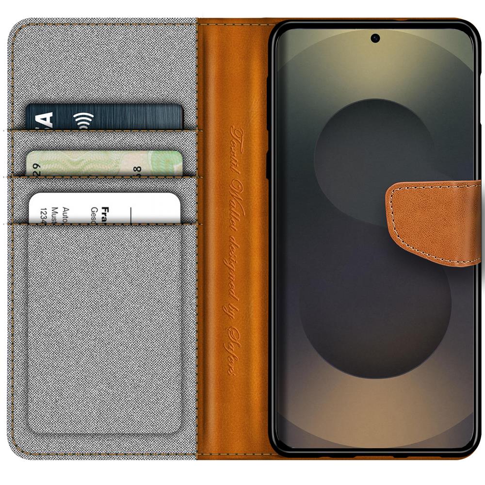 Textil Wallet für Samsung Galaxy S25 Ultra in Grau